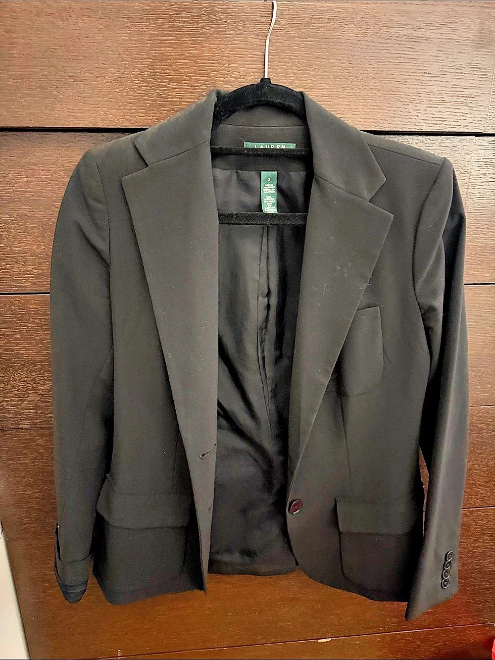 Lauren Ralph Lauren Black Wool Blazer Size 2 Like New